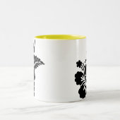 Hawaiian Flowers Silhouette Tweekleurige Koffiemok (Center)