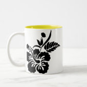 Hawaiian Flowers Silhouette Tweekleurige Koffiemok (Links)