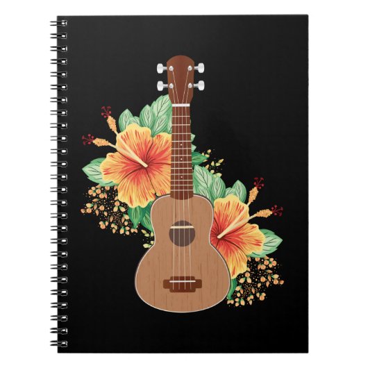 Hawaiian Flowers Ukulele Guitar Hawaii Notitieboek (Voorkant)