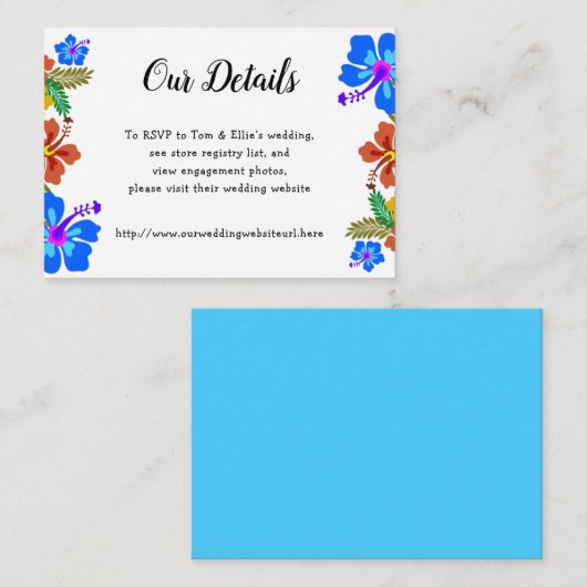 Hawaiian Flowers Wedding Details Enclosure Kaarten (Voorkant / Achterkant)