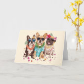 Hawaiian Franse Bulldogs Bloem Lei Kaart (Gele Bloem)