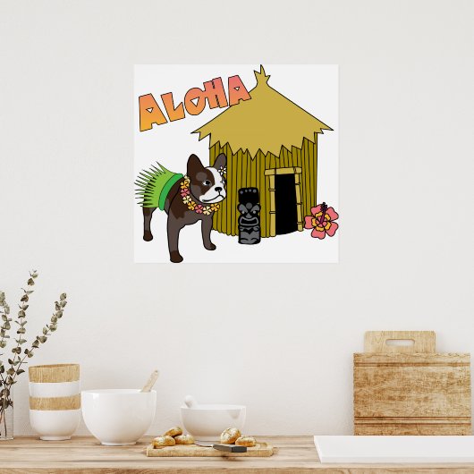 Hawaiian French Bulldog Hula Tiki Posters (Keuken)