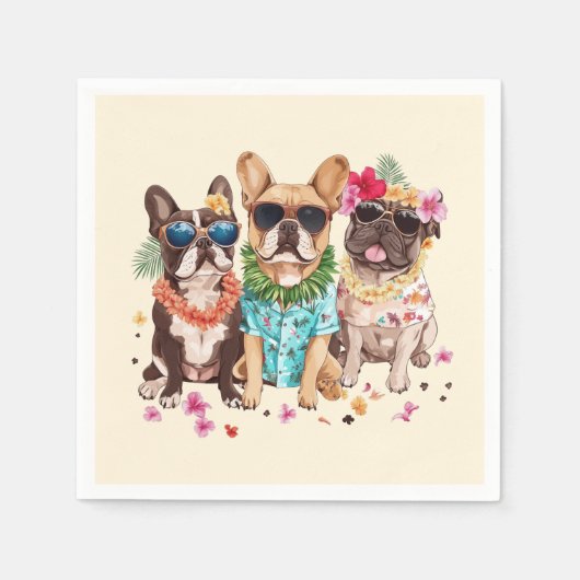 Hawaiian French Bulldogs Flower Lei Servet (Voorkant)