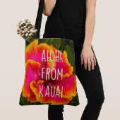 Hawaiian Fuchsia Hibiscus Reversible Beach Bag Tote Bag (Dichtbij)