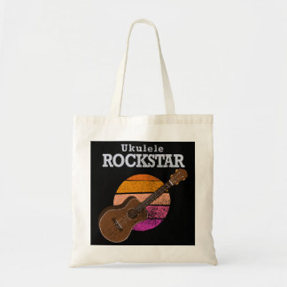Hawaiian Funny Ukulele Rockstar Retro Sunset Tote Bag