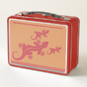 Hawaiian Gecko en Plumeria Retro Lunch Box (Achterkant)