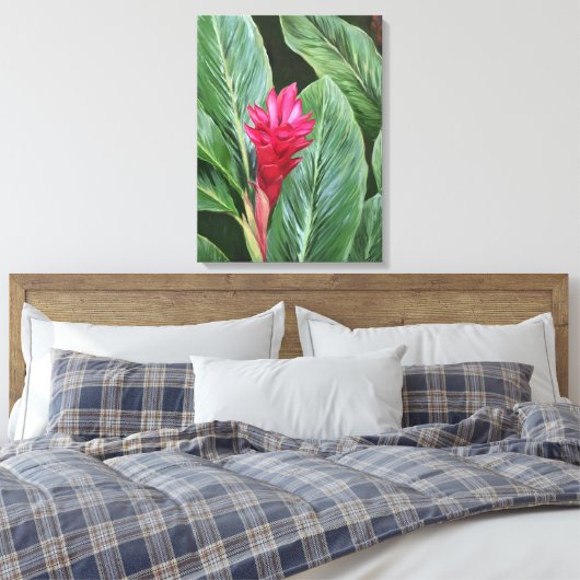 Hawaiian Ginger Flower Painting Canvas Afdruk (Insitu (Slaapkamer))
