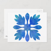 Hawaiian Ginger Quilt Ocean Blue Waterverf Briefkaart (Voorkant / Achterkant)