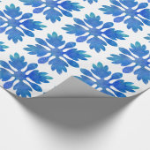 Hawaiian Ginger Quilt Ocean Blue Waterverf Cadeaupapier (Hoek)