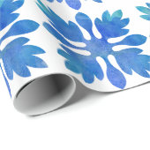 Hawaiian Ginger Quilt Ocean Blue Waterverf Cadeaupapier (Rol Hoek)