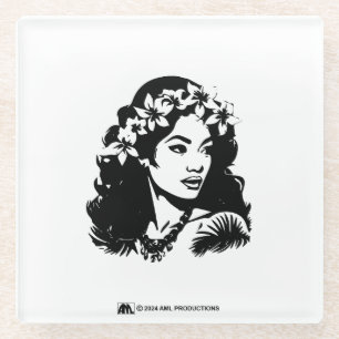 HAWAIIAN GIRL 1 GLAZEN ONDERZETTER