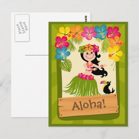 Hawaiian Girl Briefkaart (Voorkant / Achterkant)
