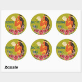 Hawaiian Girl die Conch Shell aanblaast Ronde Sticker (Vel)