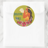 Hawaiian Girl die Conch Shell aanblaast Ronde Sticker (Tas)