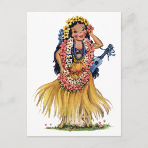  Hawaiian Girl in Hula Outfit Dress Briefkaart