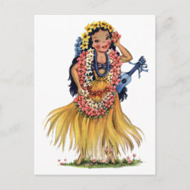 Hawaiian Girl in Hula Outfit Dress Briefkaart