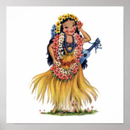 Hawaiian Girl in Hula Outfit Dress Poster