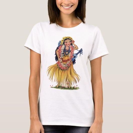 Hawaiian Girl in Hula Outfit Dress T-shirt (Voorkant)