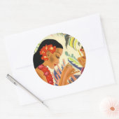 Hawaiian Girl Ronde Sticker (Envelop)