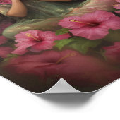 Hawaiian Goddess Laka Pink Hibiscus Forest Art Poster (Hoek)