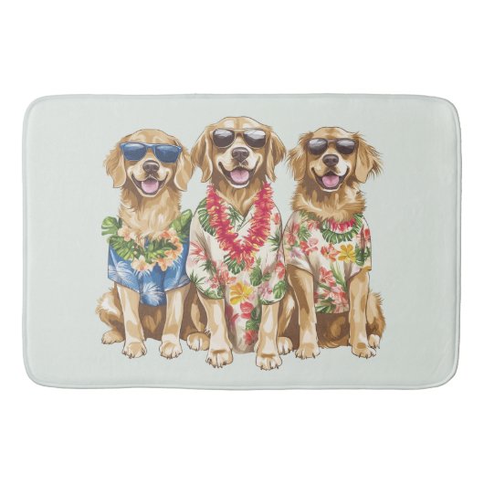 Hawaiian Golden Retriever Dogs Flower Lei Badmat (Voorkant)