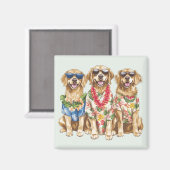 Hawaiian Golden Retriever Dogs Flower Lei Magneet (Voorkant / Achterkant)