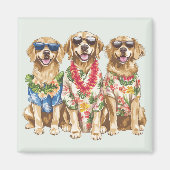 Hawaiian Golden Retriever Dogs Flower Lei Magneet (Voorkant)