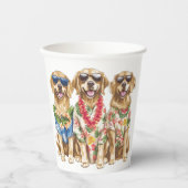 Hawaiian Golden Retriever Dogs Flower Lei Papieren Bekers (Voorkant)