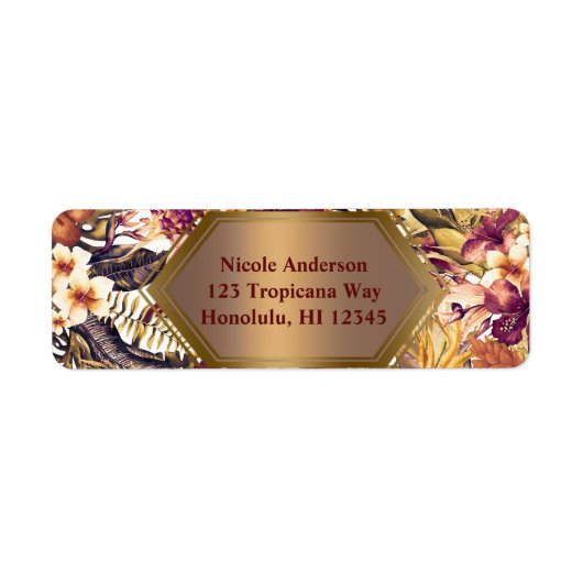 Hawaiian Golden Tropics Elegant  Modern Etiket (Voorkant)