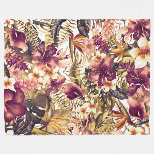 Hawaiian Golden Tropics Elegant  Modern Fleece Deken (Voorkant (Horizontaal))