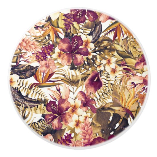 Hawaiian Golden Tropics Elegant  Modern Keramische Knop (Voorkant)