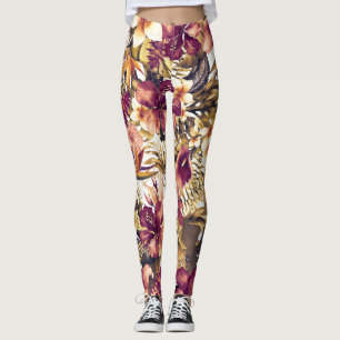 Hawaiian Golden Tropics Elegant  Modern Leggings