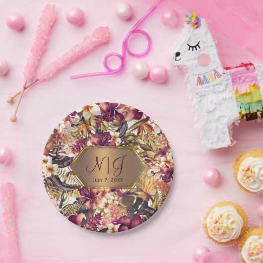 Hawaiian Golden Tropics Elegant  Modern Papieren Bordje (Feest)