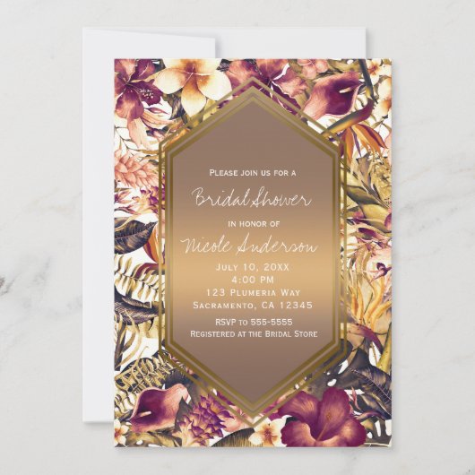 Hawaiian Golden Tropics Elegant Vrijgezellenfeest Kaart (Voorkant)