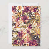 Hawaiian Golden Tropics Elegante Vintage bruiloft Kaart (Achterkant)