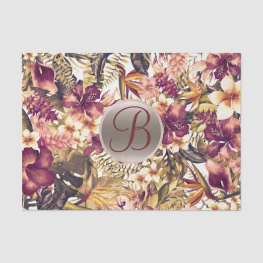 Hawaiian Golden Tropics Monogram Beginletter Tissuepapier (Voorkant)