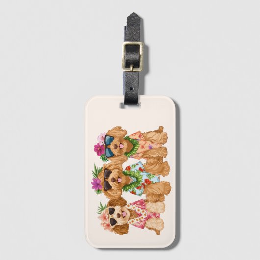 Hawaiian Goldendoodle Dogs Flower Lei Bagagelabel (Voorkant (verticaal))