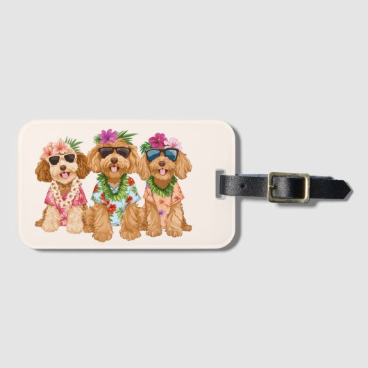 Hawaiian Goldendoodle Dogs Flower Lei Bagagelabel (Voorkant (horizontaal))