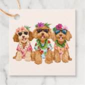 Hawaiian Goldendoodle Dogs Flower Lei Bedankjes Labels (Voorkant)