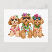 Hawaiian Goldendoodle Dogs Flower Lei Briefkaart (Voorkant)