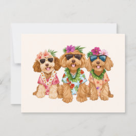 Hawaiian Goldendoodle Dogs Flower Lei Briefkaart