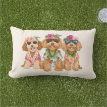 Hawaiian Goldendoodle Dogs Flower Lei