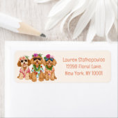 Hawaiian Goldendoodle Dogs Flower Lei Etiket (Insitu)