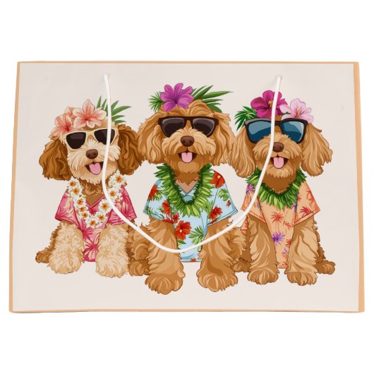 Hawaiian Goldendoodle Dogs Flower Lei Groot Cadeauzakje (Voorkant)