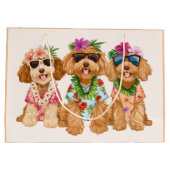 Hawaiian Goldendoodle Dogs Flower Lei Groot Cadeauzakje (Achterkant)