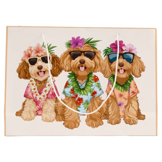 Hawaiian Goldendoodle Dogs Flower Lei Groot Cadeauzakje (Achterkant)