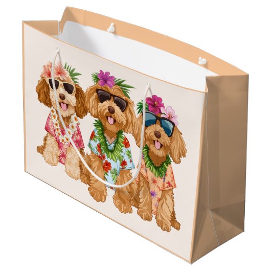 Hawaiian Goldendoodle Dogs Flower Lei Groot Cadeauzakje (Achterkant Gekanteld)