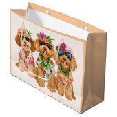 Hawaiian Goldendoodle Dogs Flower Lei Groot Cadeauzakje (Voorkant Gekanteld)