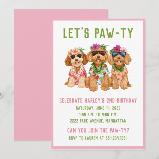 Hawaiian Goldendoodle Dogs Flower Lei Kaart (Voorkant / Achterkant)