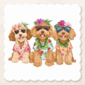 Hawaiian Goldendoodle Dogs Flower Lei Kartonnen Onderzetters (Voorkant)